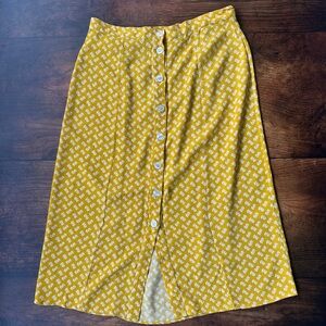 Rouje Eliot midi skirt Yellow Printed Button-Front A-Line Skirt